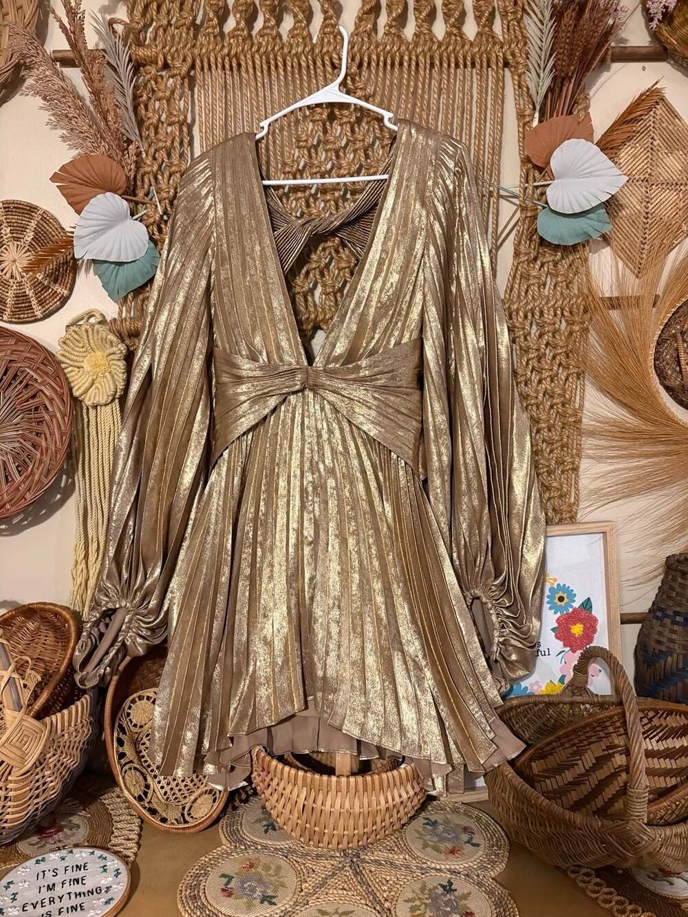 Acler Geneva metallic pleated mini dress size 4